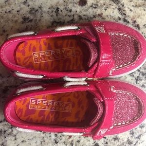 Kids Sperry Topsiders pink glitter
